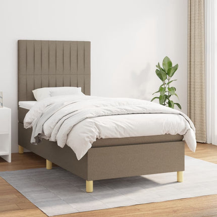 kontinentalseng med madras 90x190 cm stof gråbrun