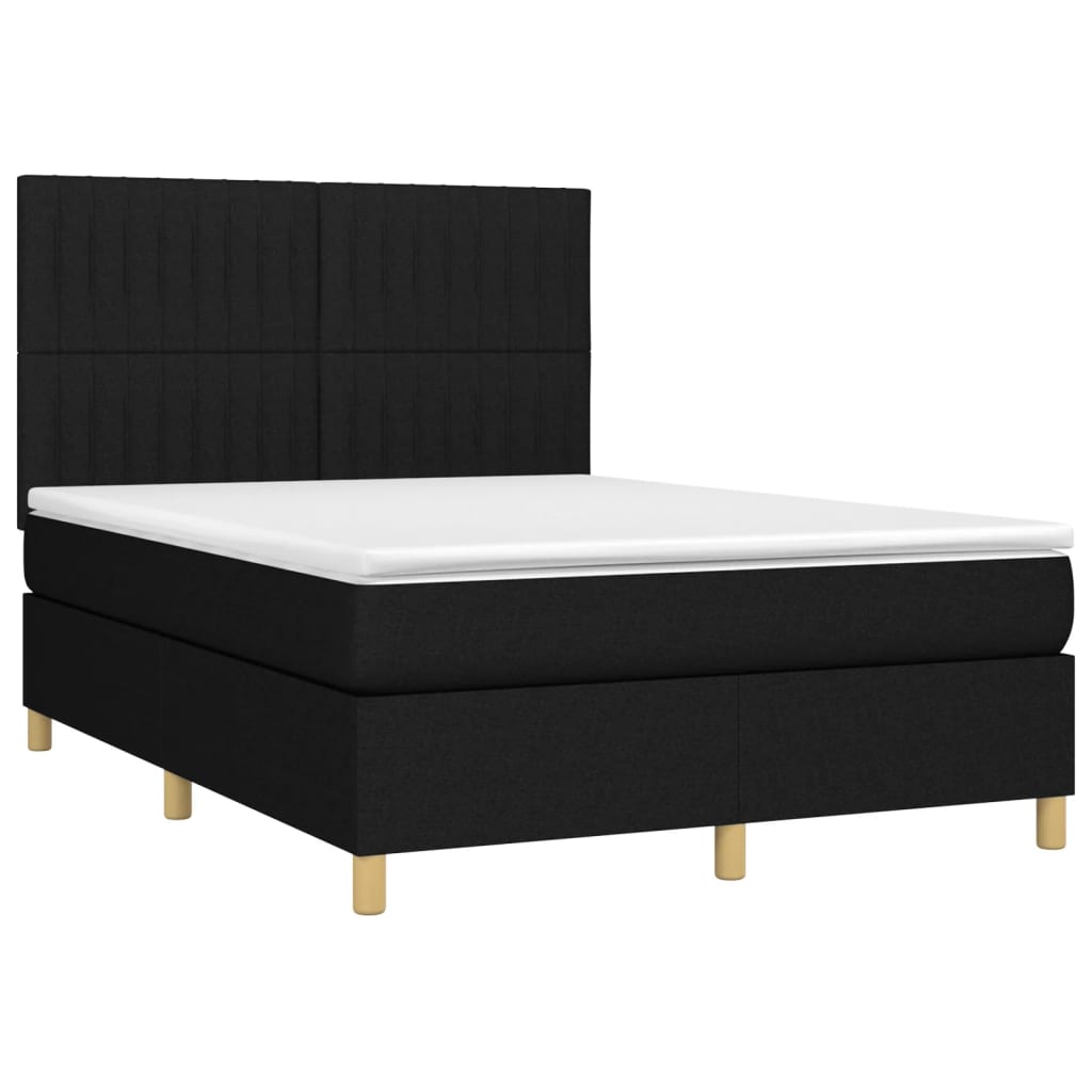 kontinentalseng med madras 140x190 cm stof sort