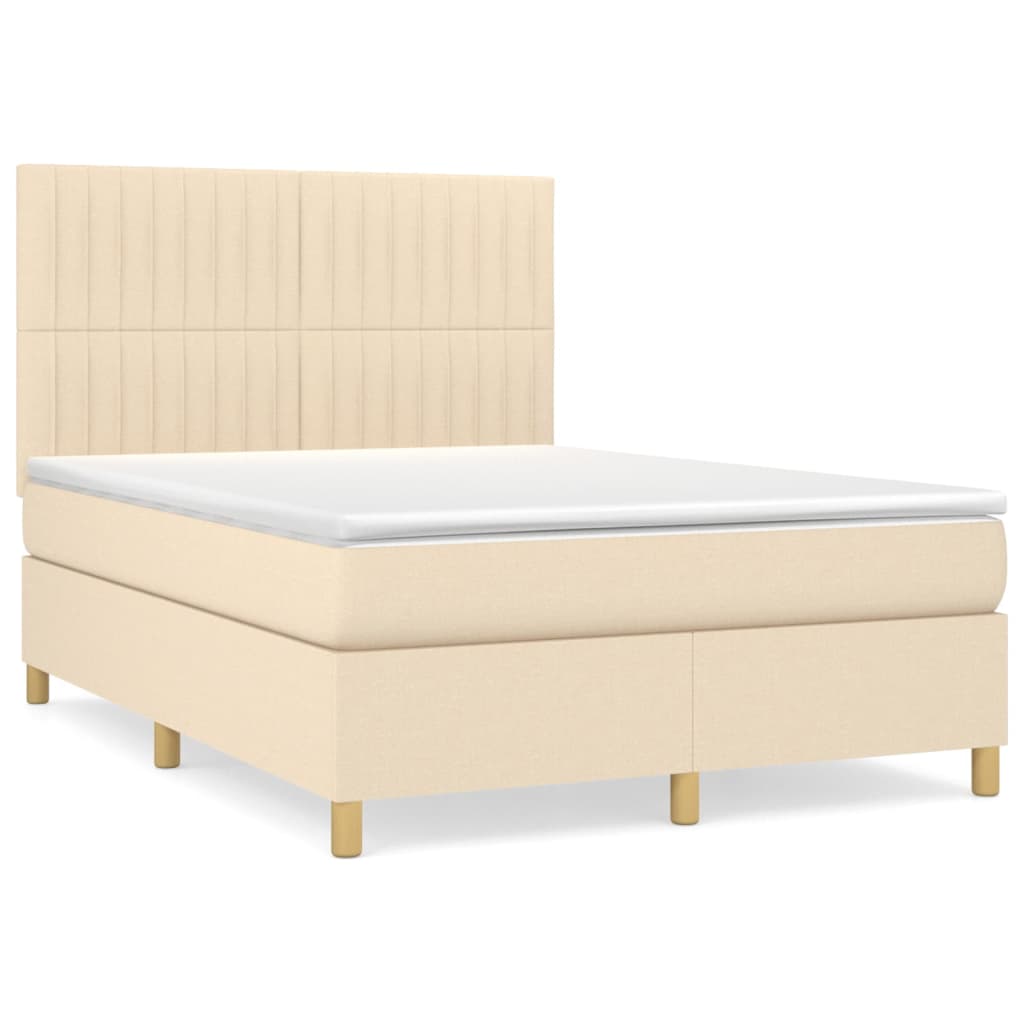 kontinentalseng med madras 140x190 cm stof cremefarvet