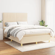kontinentalseng med madras 140x190 cm stof cremefarvet