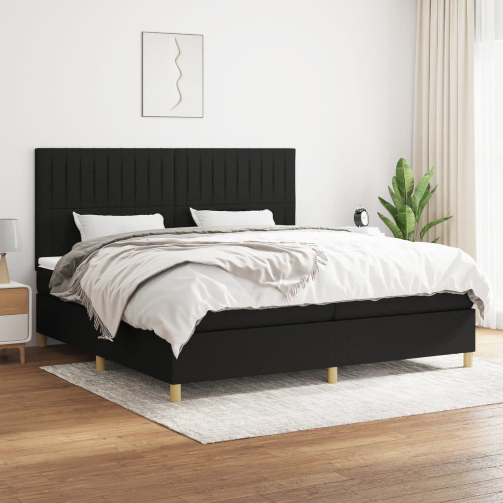 kontinentalseng med madras 200x200 cm stof sort