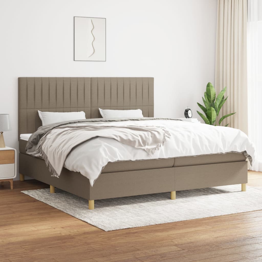 kontinentalseng med madras 200x200 cm stof gråbrun