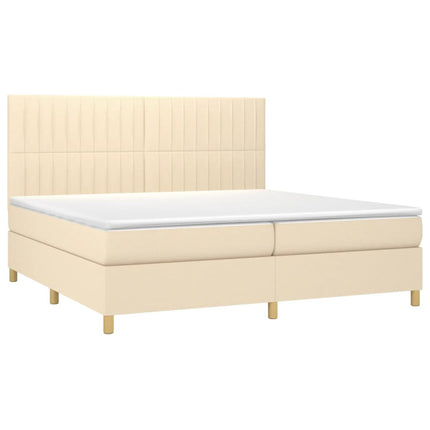 kontinentalseng med madras 200x200 cm stof cremefarvet