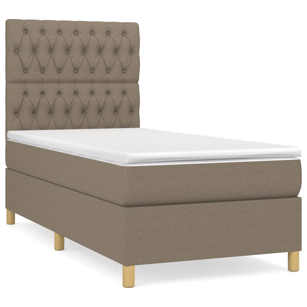 kontinentalseng med madras 90x190 cm stof gråbrun