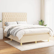 kontinentalseng med madras 140x190 cm stof cremefarvet