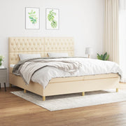 kontinentalseng med madras 200x200 cm stof cremefarvet