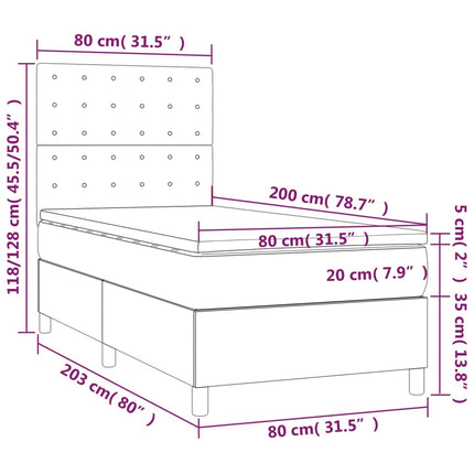 kontinentalseng 80x200 cm stof lysegrå