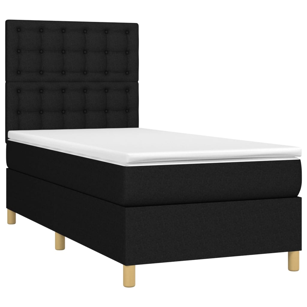 kontinentalseng med madras 80x200 cm stof sort