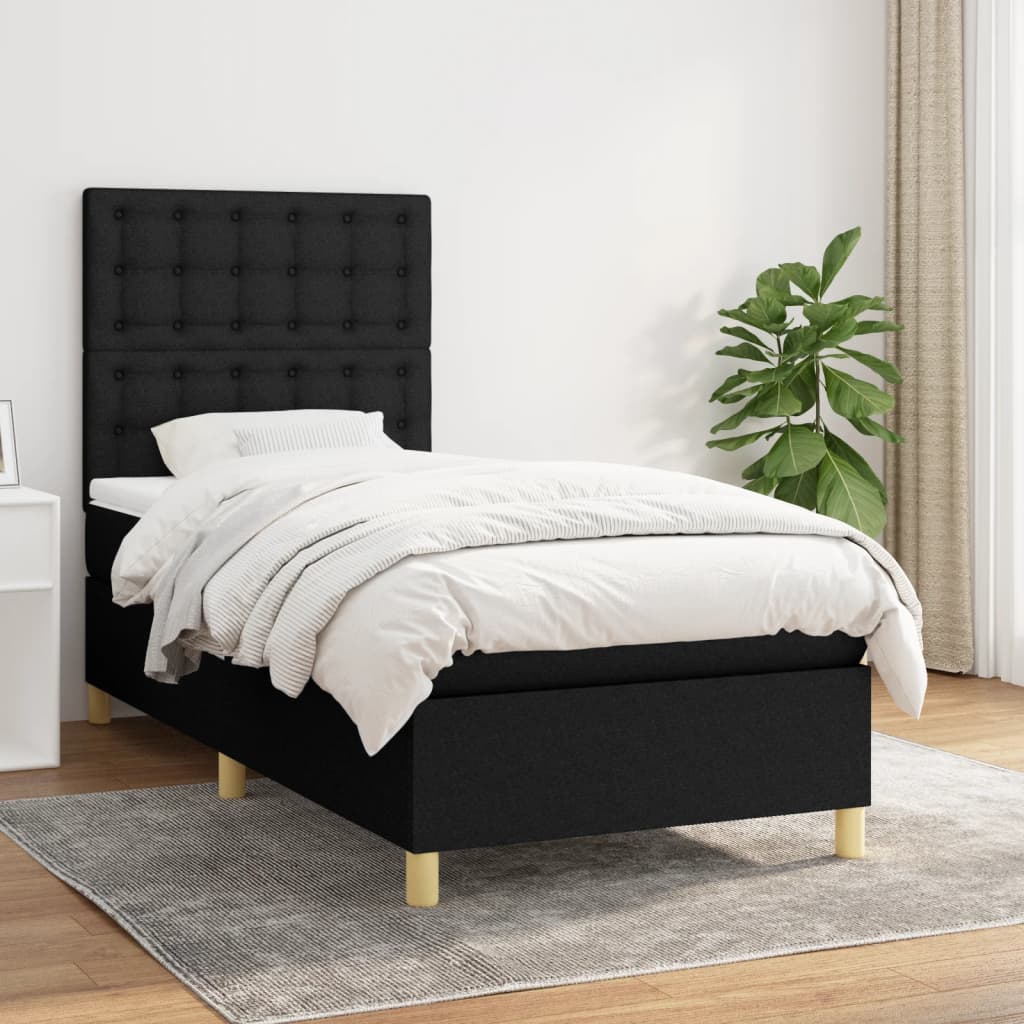 kontinentalseng med madras 80x200 cm stof sort