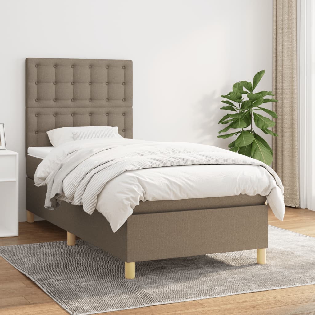 kontinentalseng med madras 80x200 cm stof gråbrun