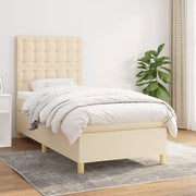 kontinentalseng med madras 80x200 cm stof cremefarvet