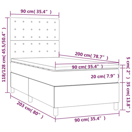 kontinentalseng med madras 90x200 cm stof cremefarvet
