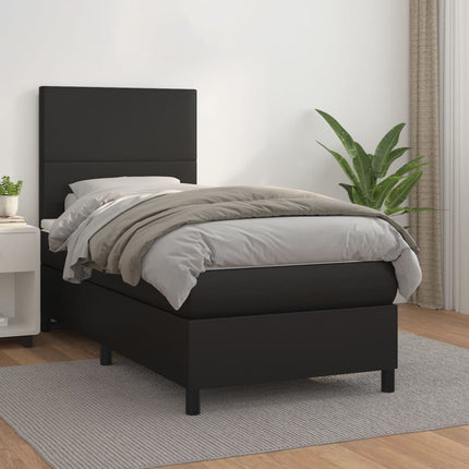 kontinentalseng med madras 90x190 cm kunstlæder sort