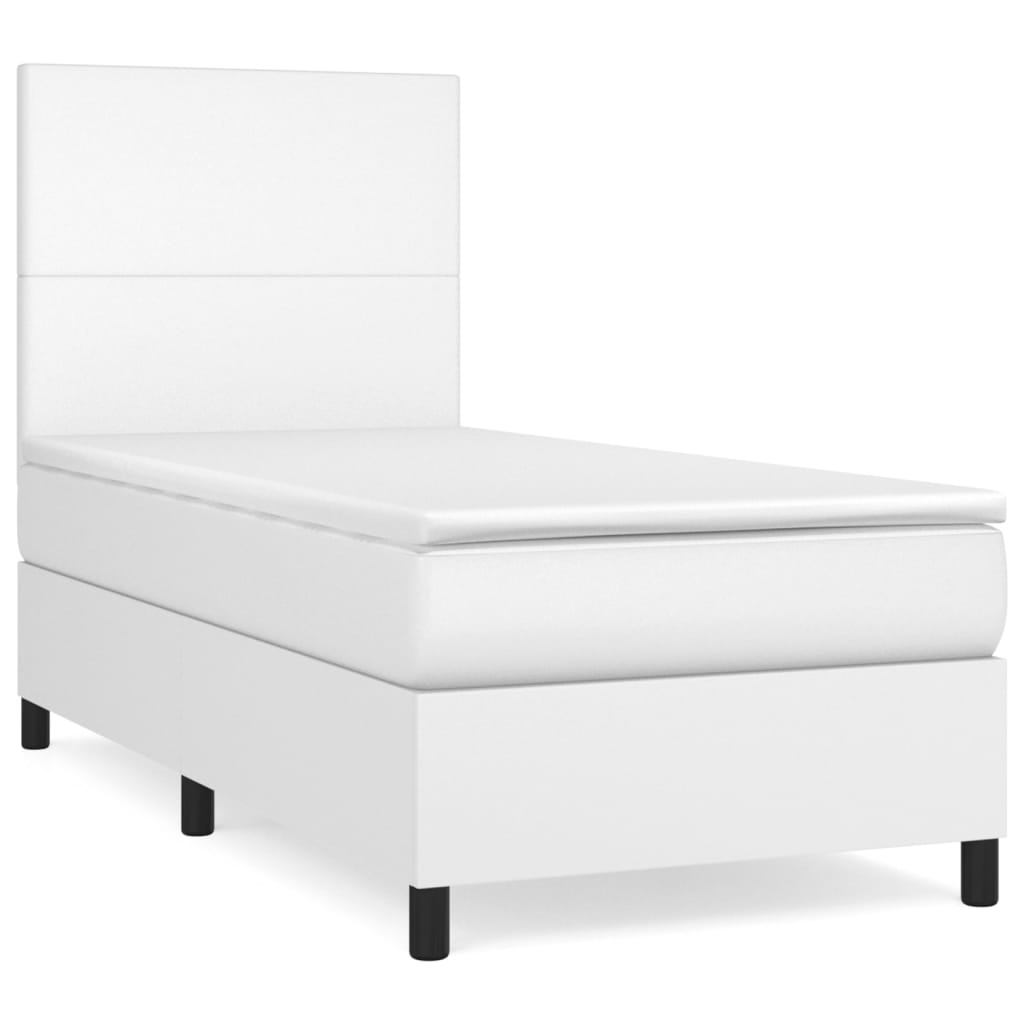 kontinentalseng med madras 90x200 cm kunstlæder hvid