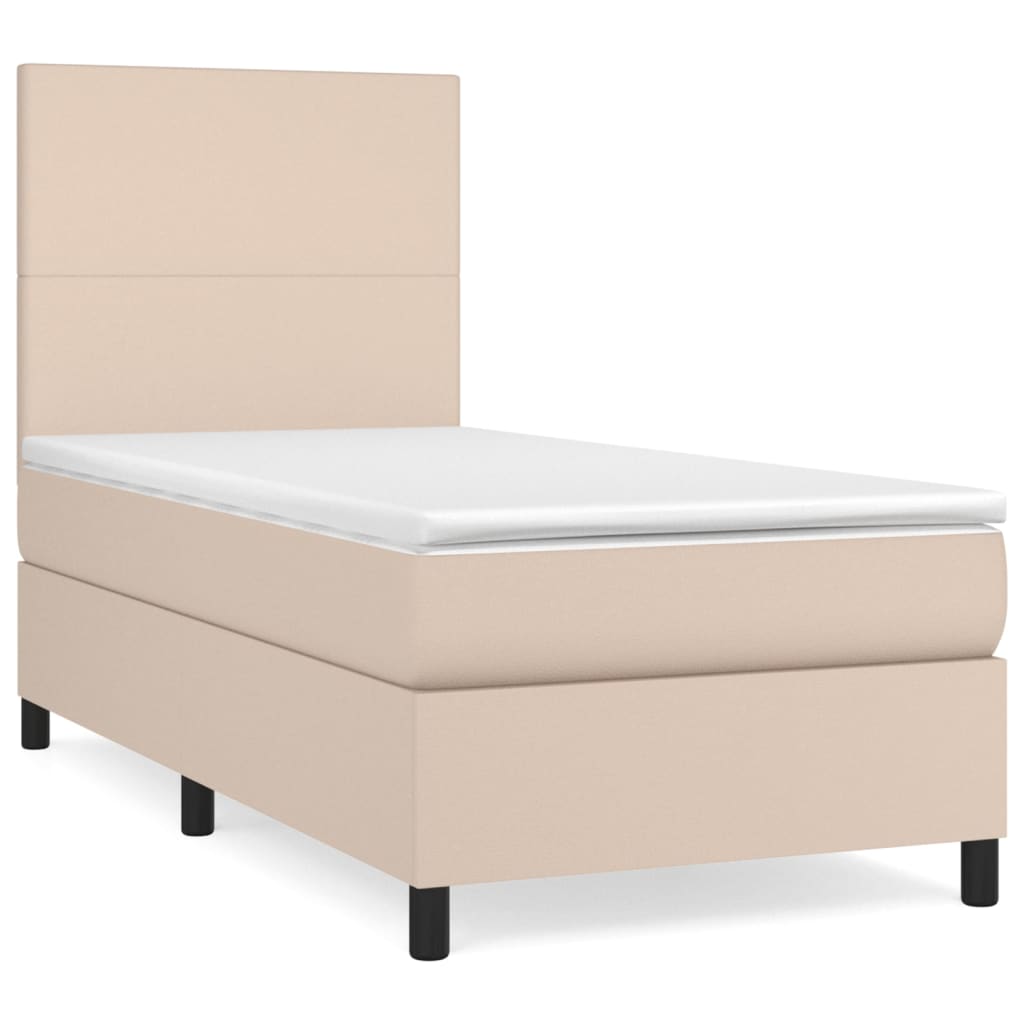 kontinentalseng 90x200 cm kunstlæder cappuccinofarvet