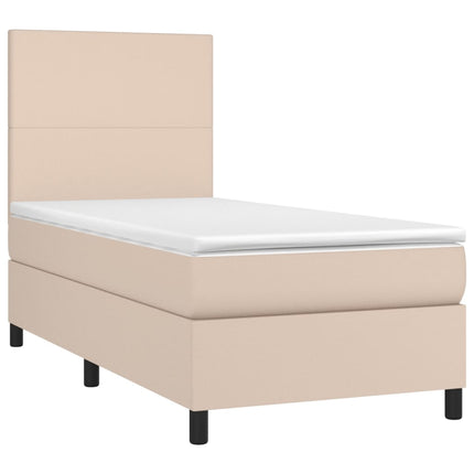 kontinentalseng 100x200 cm kunstlæder cappuccinofarvet
