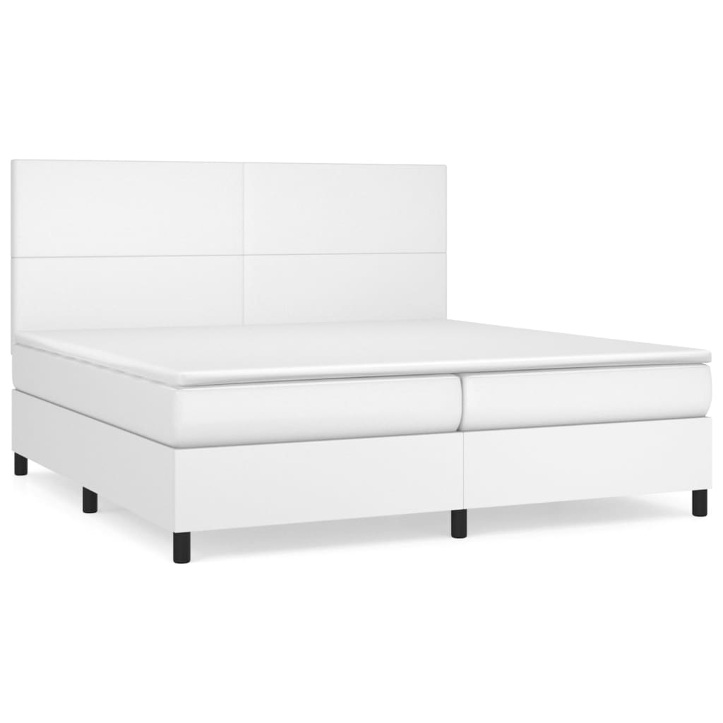kontinentalseng med madras 200x200 cm kunstlæder hvid