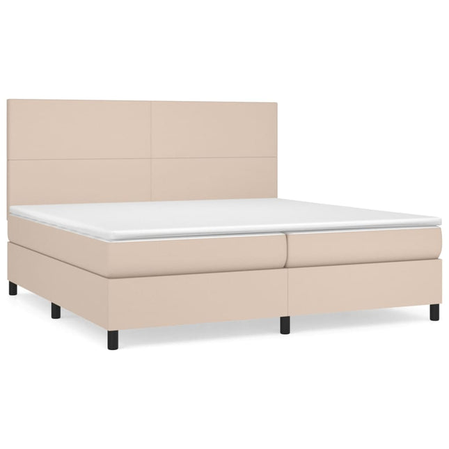 kontinentalseng 200x200 cm kunstlæder cappuccinofarvet