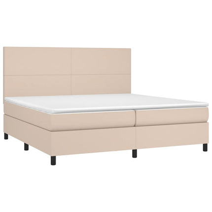 kontinentalseng 200x200 cm kunstlæder cappuccinofarvet