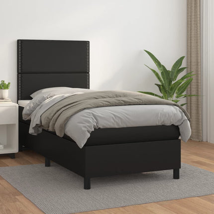 kontinentalseng med madras 90x190 cm kunstlæder sort