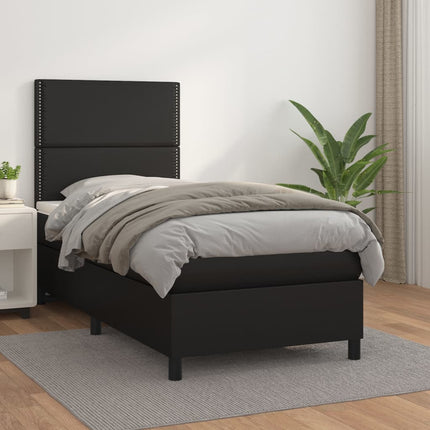kontinentalseng med madras 100x200 cm kunstlæder sort