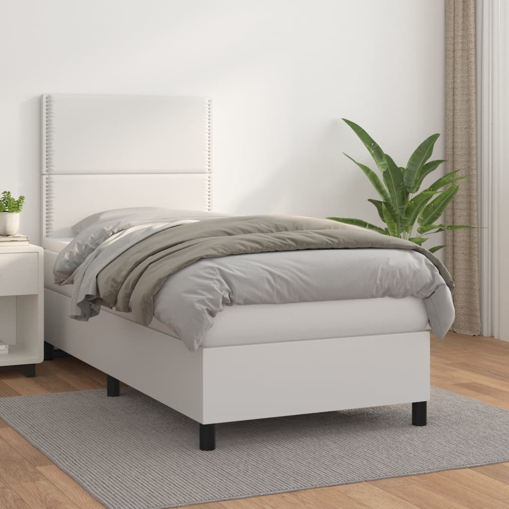 kontinentalseng med madras 100x200 cm kunstlæder hvid