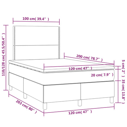 kontinentalseng med madras 120x200 cm kunstlæder grå
