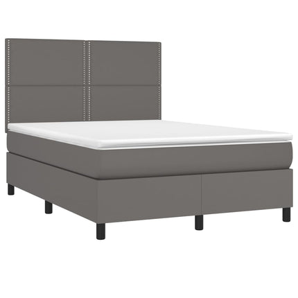 kontinentalseng med madras 140x190 cm kunstlæder grå