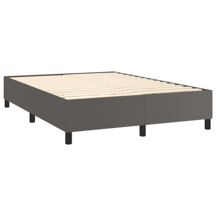 kontinentalseng med madras 140x190 cm kunstlæder grå