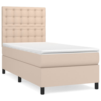 kontinentalseng 90x190 cm kunstlæder cappuccinofarvet
