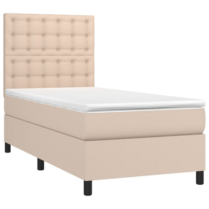 kontinentalseng 90x190 cm kunstlæder cappuccinofarvet