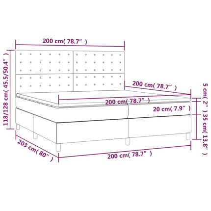 kontinentalseng med madras 200x200 cm kunstlæder grå