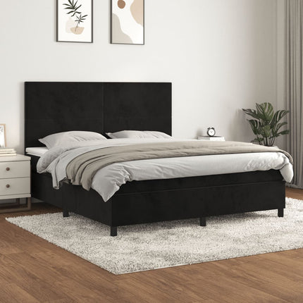 kontinentalseng med madras 160x200 cm fløjl sort