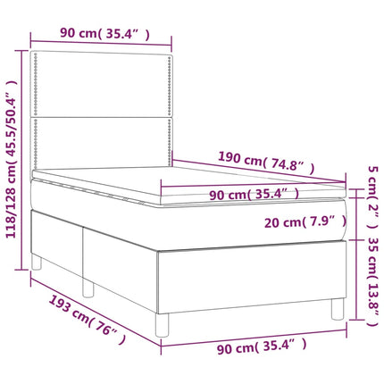 kontinentalseng med madras 90x190 cm fløjl sort