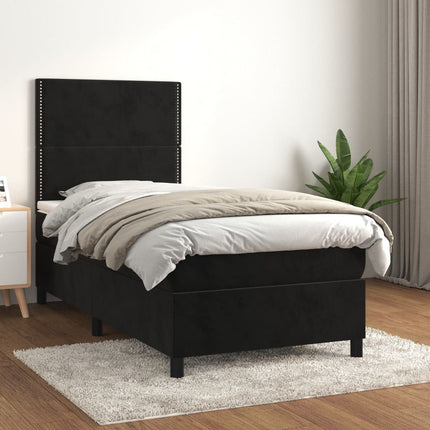kontinentalseng med madras 90x200 cm fløjl sort