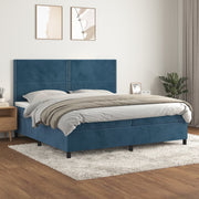 kontinentalseng med madras 200x200 cm fløjl mørkeblå