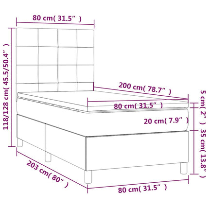 kontinentalseng med madras 80x200 cm fløjl mørkeblå