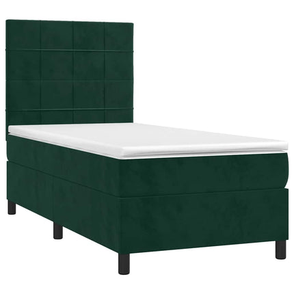 kontinentalseng med madras 90x190 cm fløjl mørkegrøn