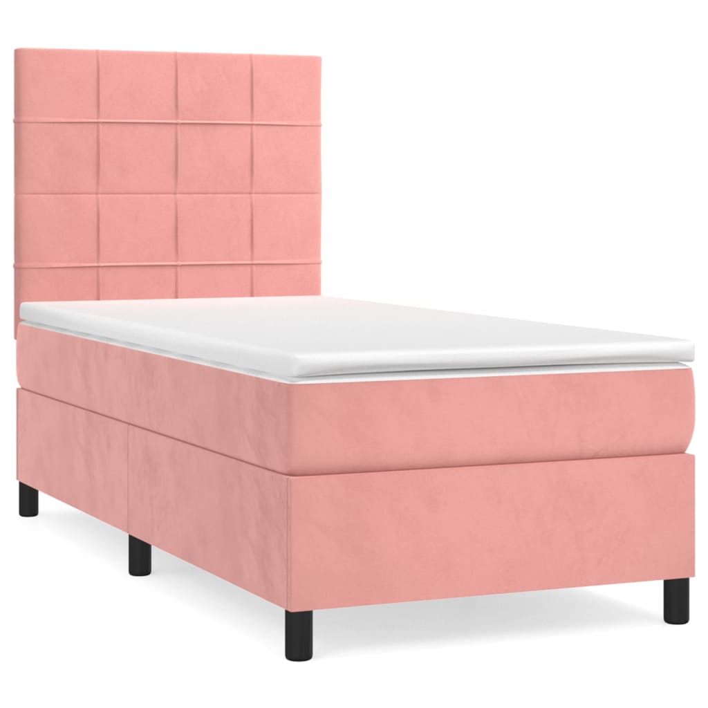 kontinentalseng med madras 90x190 cm fløjl pink