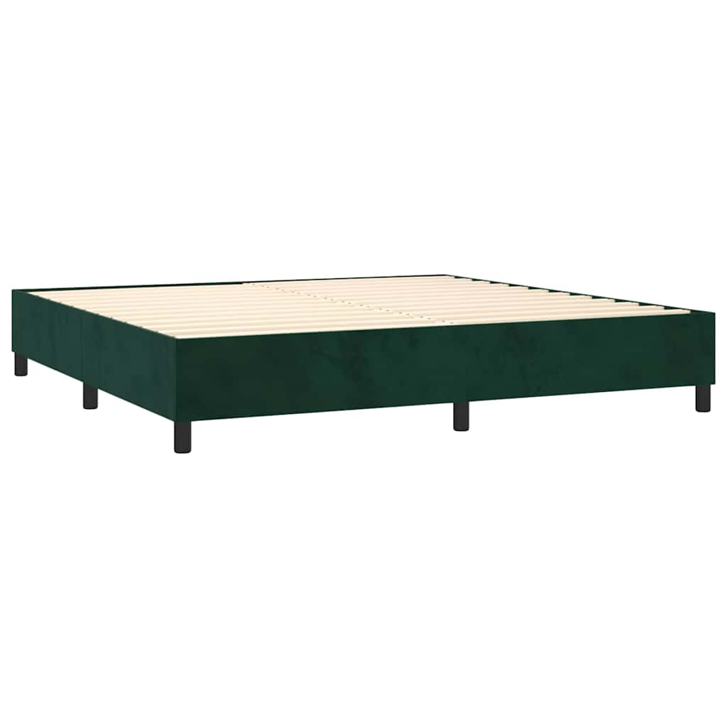 kontinentalseng med madras 200x200 cm fløjl mørkegrøn