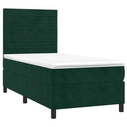 kontinentalseng med madras 90x200 cm fløjl mørkegrøn