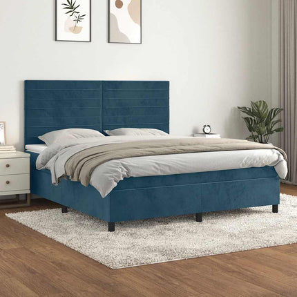 kontinentalseng med madras 160x200 cm fløjl mørkeblå