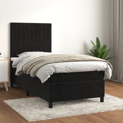 kontinentalseng med madras 80x200 cm fløjl sort