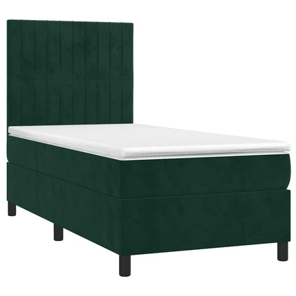 kontinentalseng med madras 80x200 cm fløjl mørkegrøn
