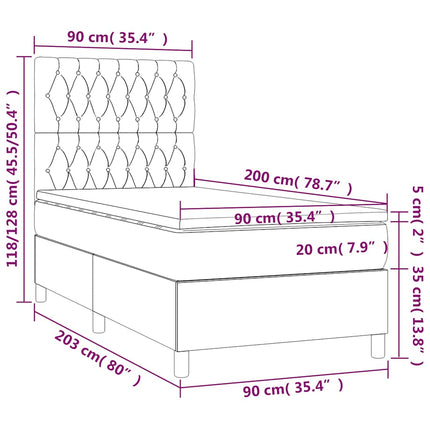 kontinentalseng med madras 90x200 cm fløjl mørkeblå