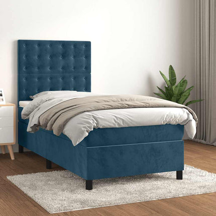 kontinentalseng med madras 80x200 cm fløjl mørkeblå