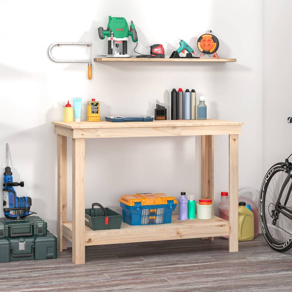 arbejdsbord 110x50x80 cm massivt fyrretræ billede