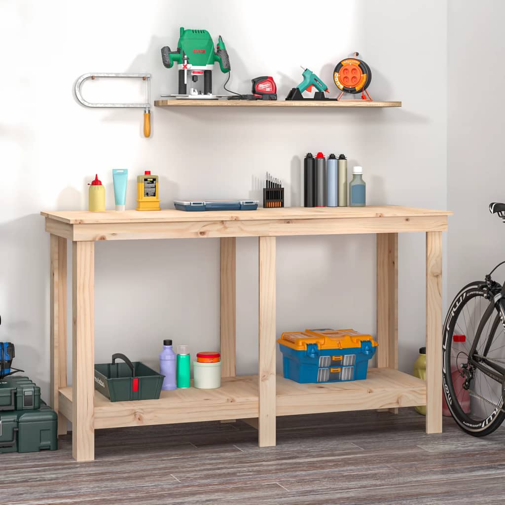 arbejdsbord 140x50x80 cm massivt fyrretræ billede