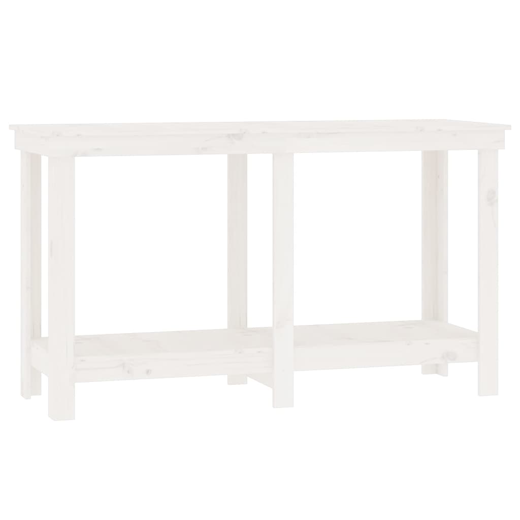 arbejdsbord 140x50x80 cm massivt fyrretræ hvid billede