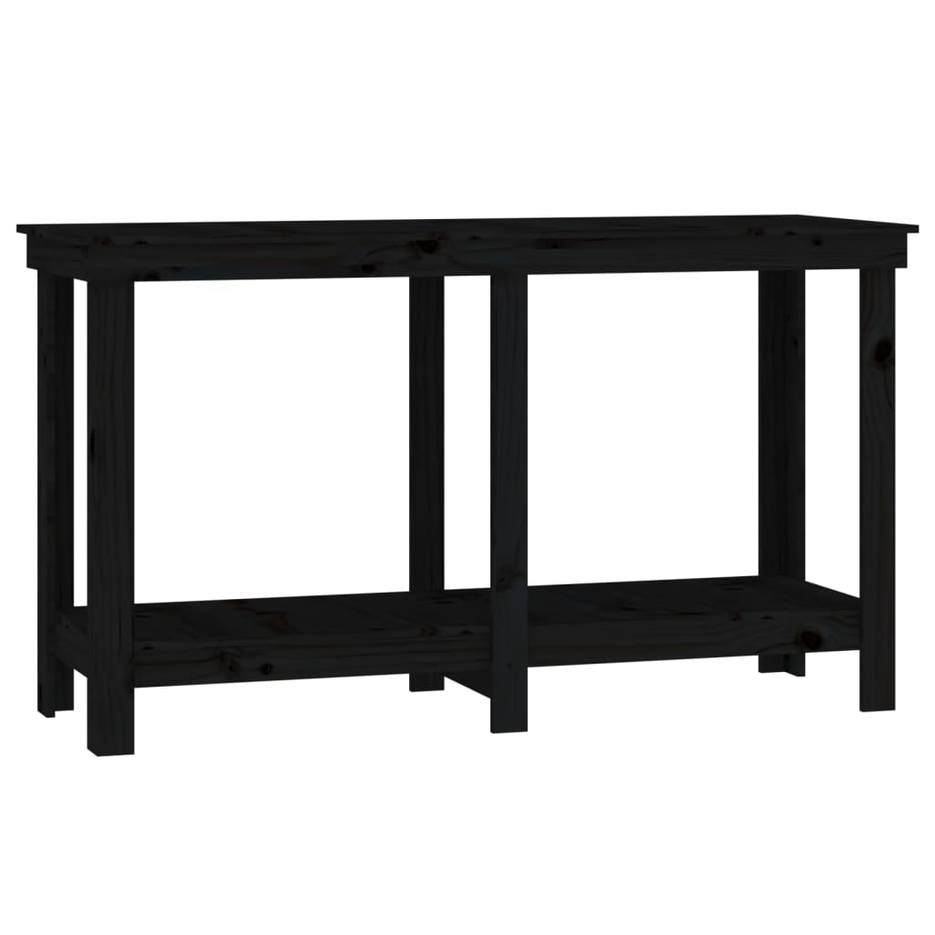 arbejdsbord 140x50x80 cm massivt fyrretræ sort